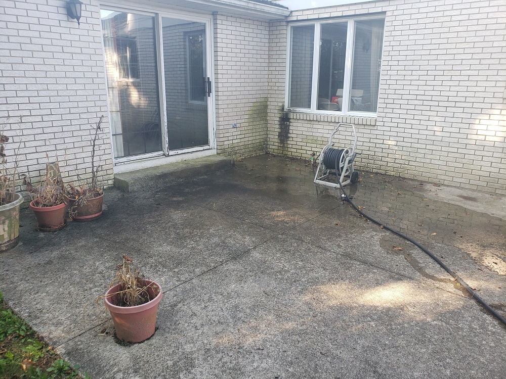 Before power washing concrete Image